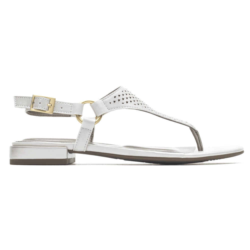 Rockport Singapore Womens Sandals - Total Motion Zosia Thong White - IX6580417